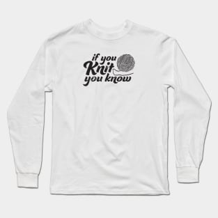 Vintage Knitting Graphic for Knitters Long Sleeve T-Shirt